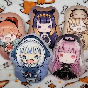 Travesseiros Hololive Myth - Gawr Gura, Mori Calliope, Takanashi Kiara, Ninomae Ina&#39;nis, Watson Amelia Pequeno 20 cm/8 pol. e Grande 45 cm/18 pol.