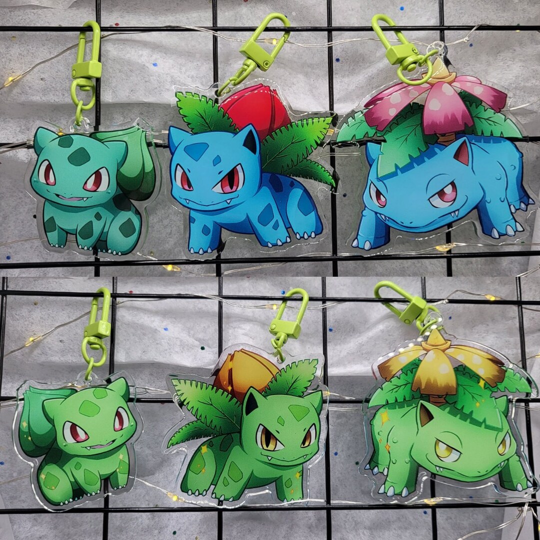 Bulbasaur, Ivysaur, Venusaur Inspired Double Sided Epoxy Charms