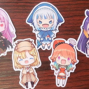 Hololive Myth &quot;Gremlin&quot; Stickers - 3.5&quot; and 2&quot; Gawr Gura, Mori Calliope, Takanashi Kiara, Ninomae Ina&#39;nis, Watson Amelia