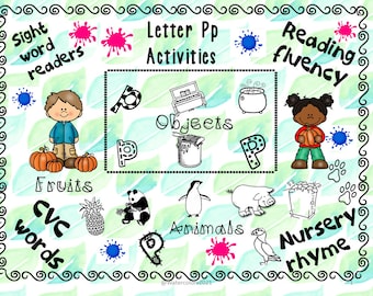 Buchstabe Pp-Aktivitäten: Alphabetisierung, CVC-Wörter (PDF-Muster)