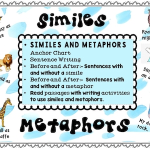 Similes and Metaphors with Illustrations Worksheets-Drawing, Reading, Writing!
