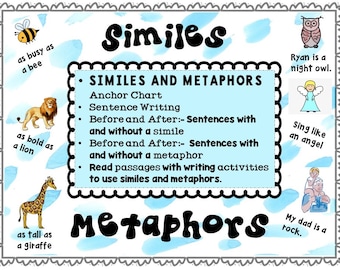Similes and Metaphors with Illustrations Worksheets-Drawing, Reading, Writing!