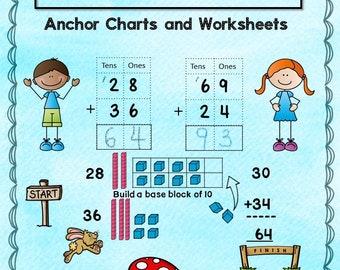 Füge 2-stellige Zahlen mit Umgruppierung hinzu! 2. Befestigt. B5 Arbeitsblätter und Ankertabellen!