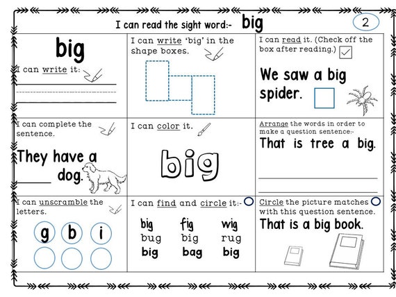 kindergarten sight words orange dolch fry list etsy