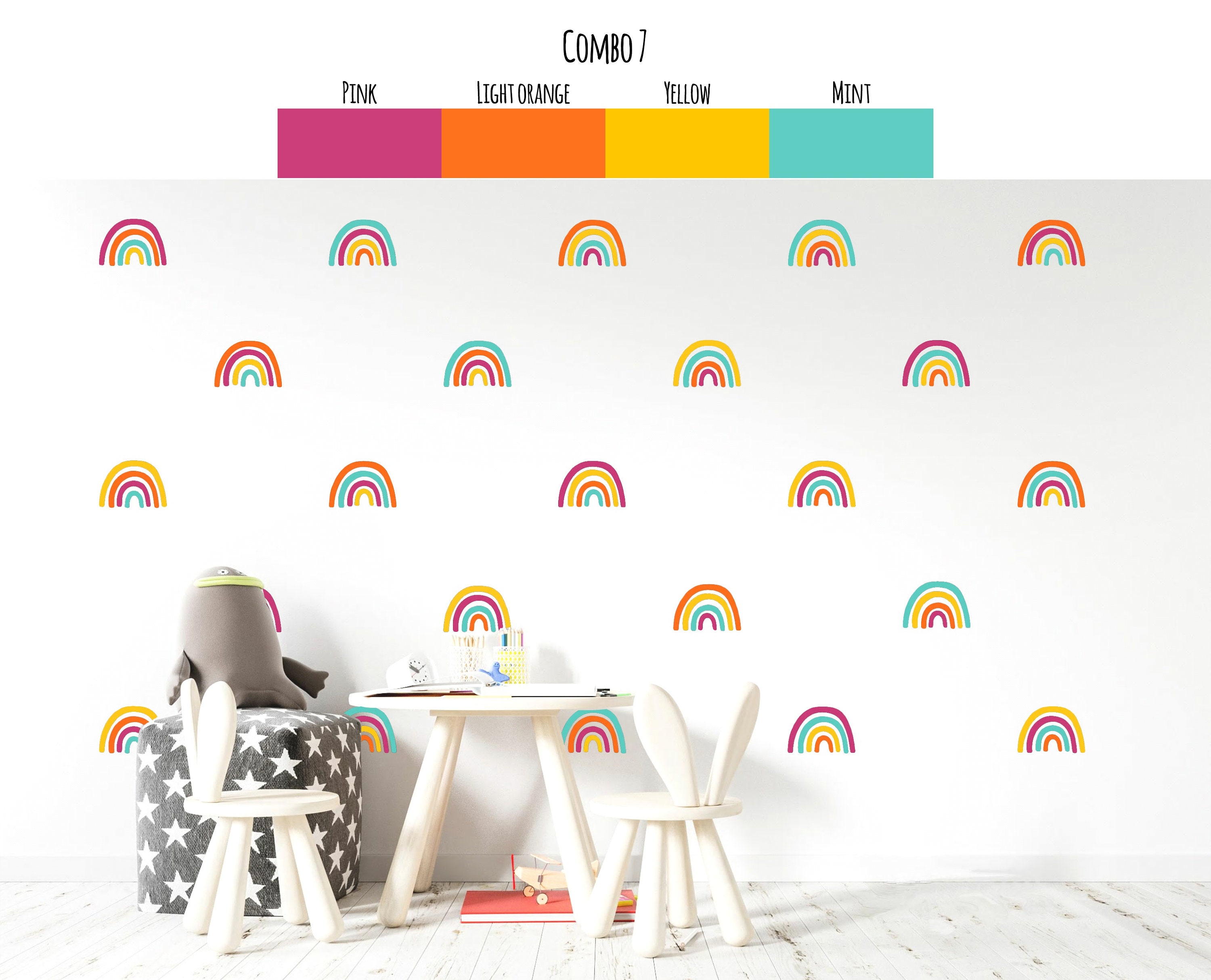 Rainbow Vinyl Wall Decals Rainbows Wall Stickers Kids Room Etsy