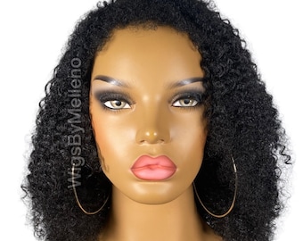 Peruka afro kręcona, czarna, peruka kręcona, 14 cali, afro kręcona, syntetyczna peruka afro, syntetyczna peruka bez kleju, peruka kręcona typu 3