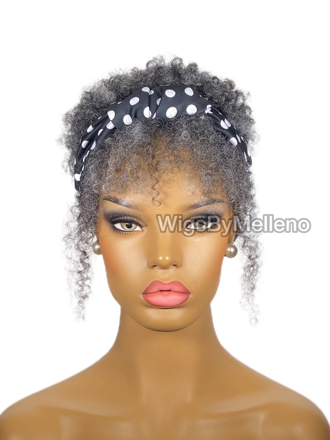 Pineapple Headband Wig Grey Afro Gray Afro Headscarf Wig Etsy