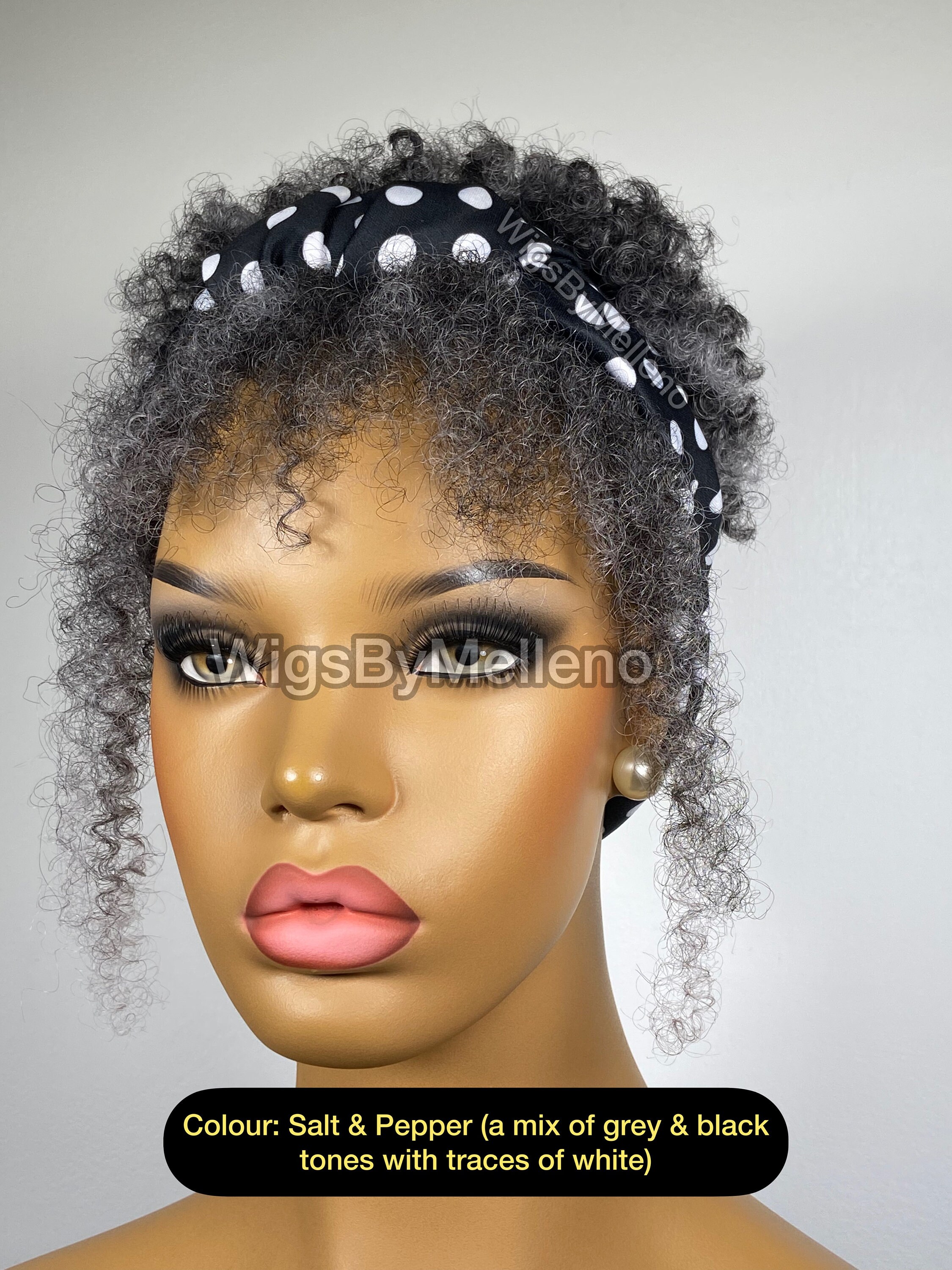 Pineapple Headband Wig Grey Afro Gray Afro Headscarf Wig Etsy