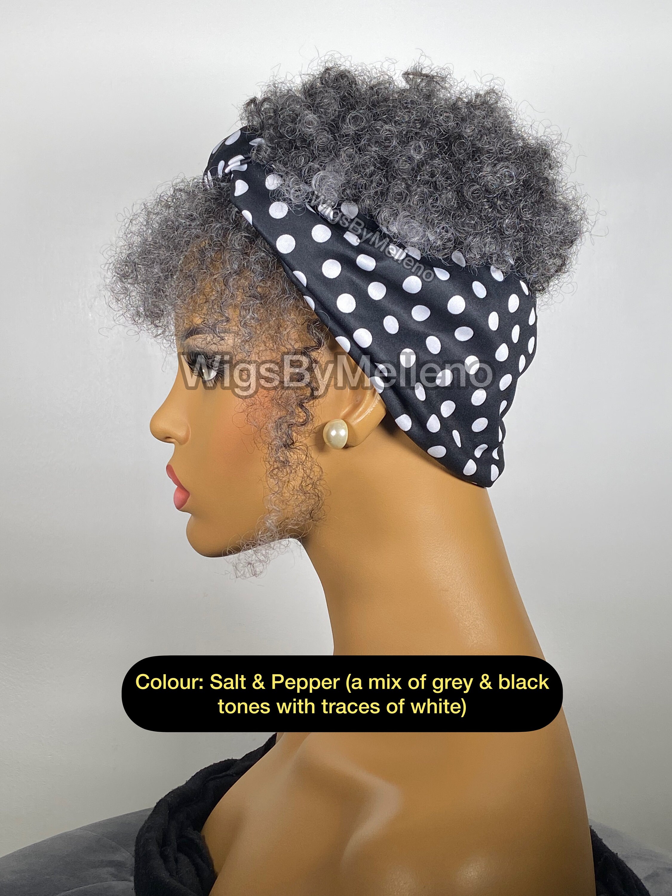 Pineapple Headband Wig Grey Afro Gray Afro Headscarf Wig Etsy