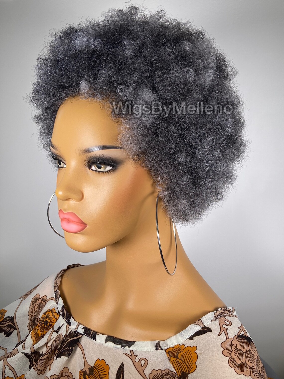 Fluffy Salt and Pepper Afro Wig, Grey Wig, Gray Wig, Full Afro Wig