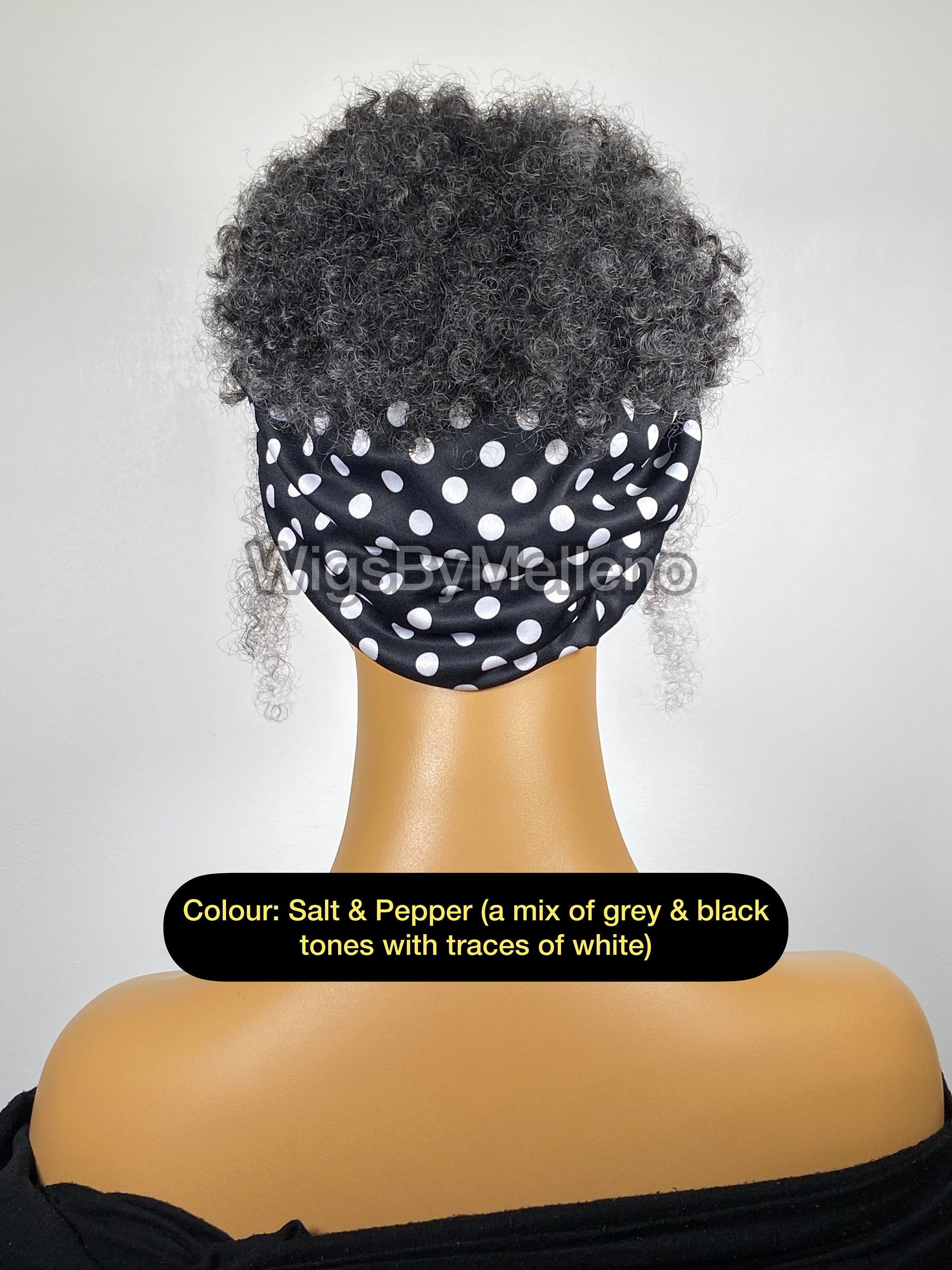Pineapple Headband Wig Grey Afro Gray Afro Headscarf Wig Etsy