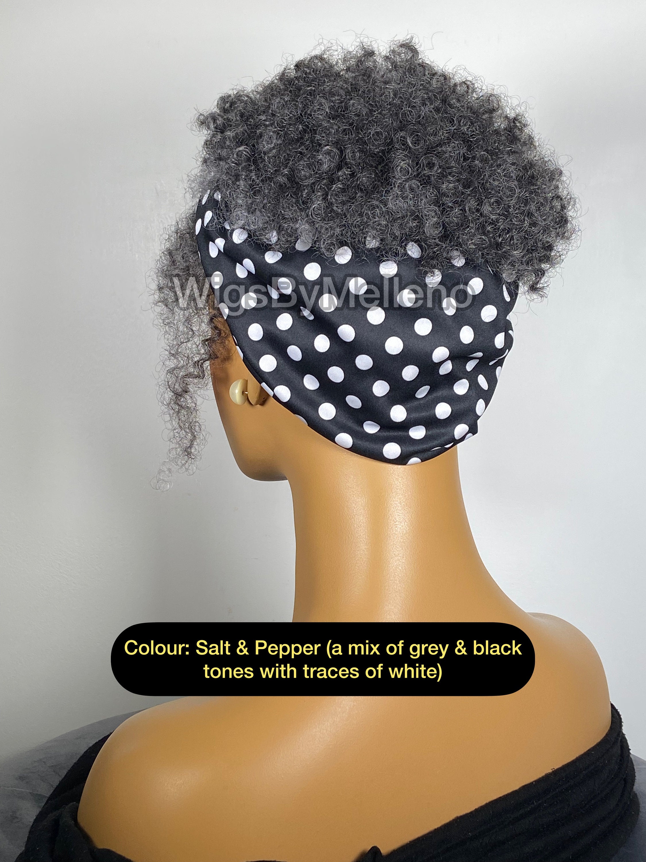 Pineapple Headband Wig Grey Afro Gray Afro Headscarf Wig Etsy