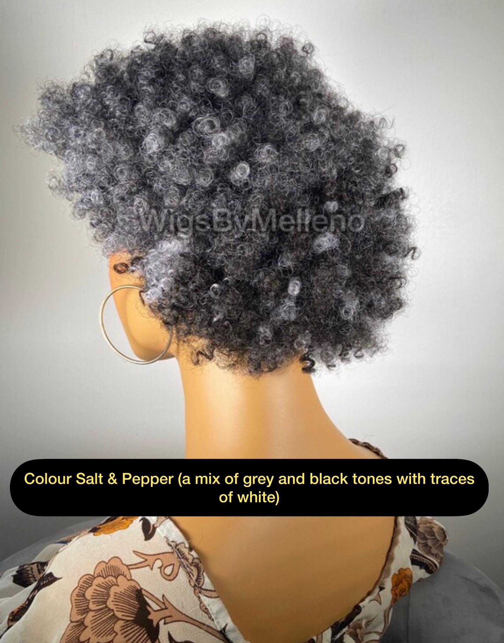 Salt and Pepper Headband Wig, Grey Afro Wig, Gray Afro Wig, Afro Kinky