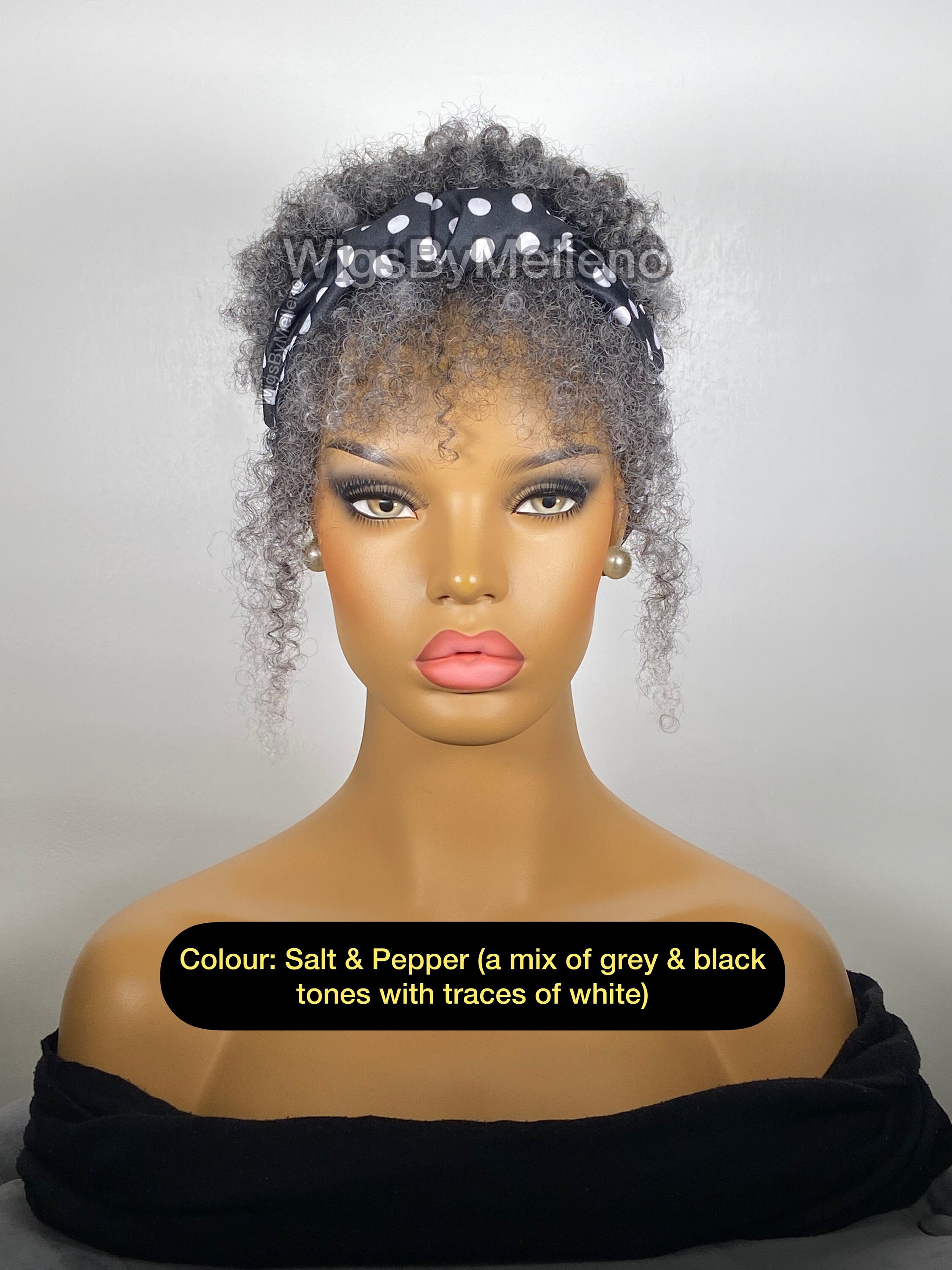 Pineapple Headband Wig Grey Afro Gray Afro Headscarf Wig Etsy