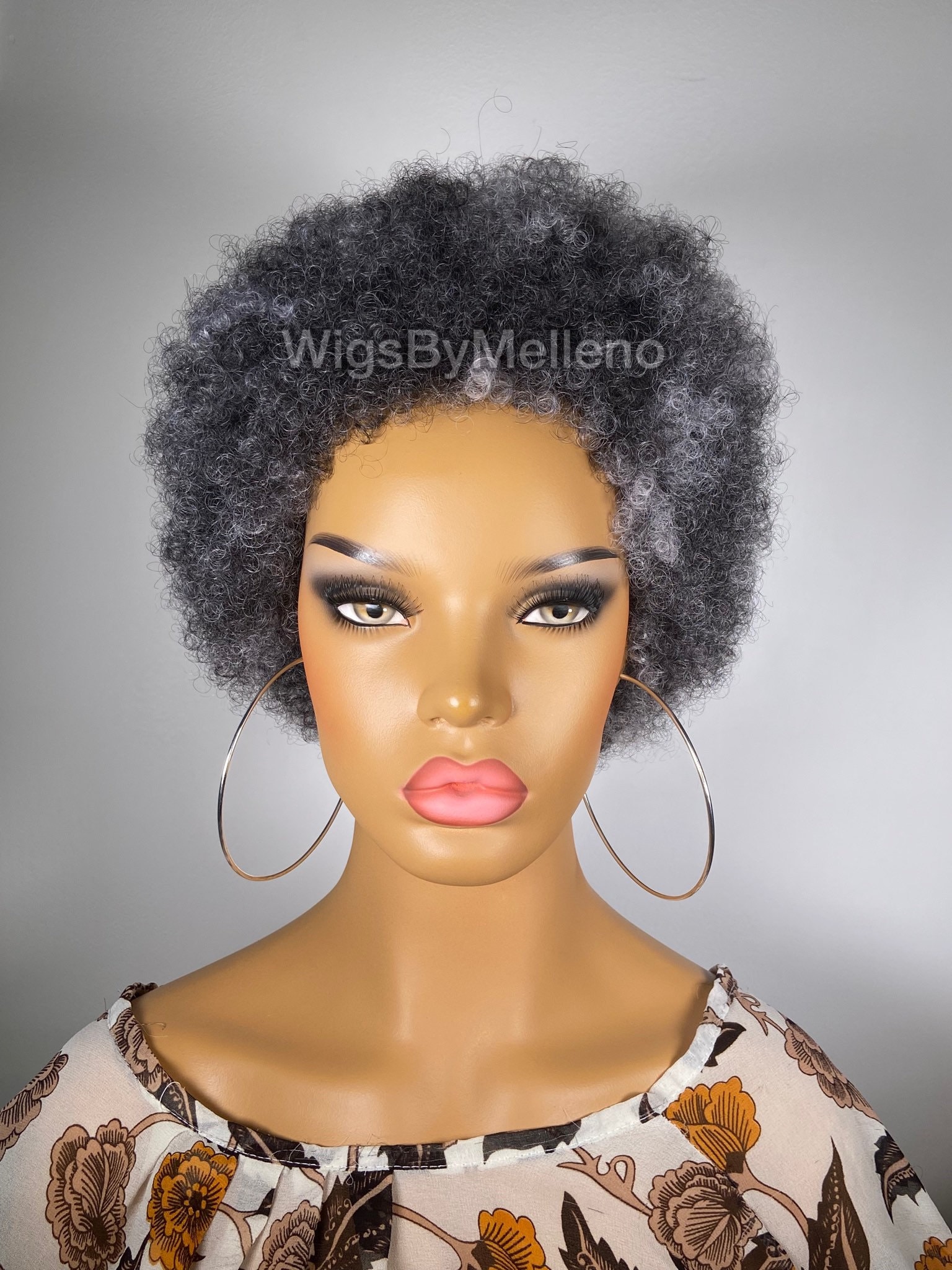 Fluffy Salt and Pepper Afro Wig, Grey Wig, Gray Wig, Full Afro Wig