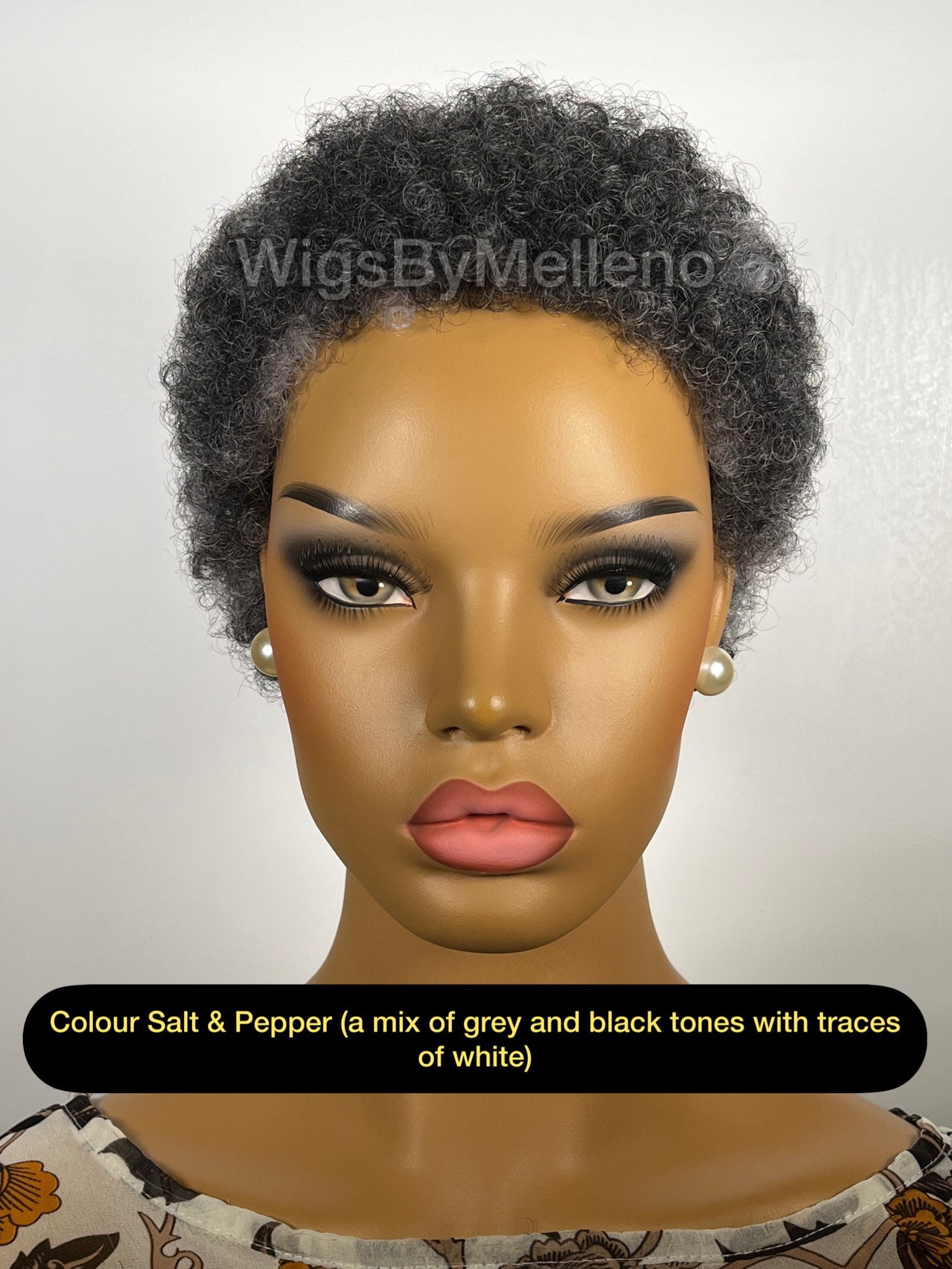 Short Afro Wig TWA Wig Grey Afro Wig Gray Wig Short Curly Wig