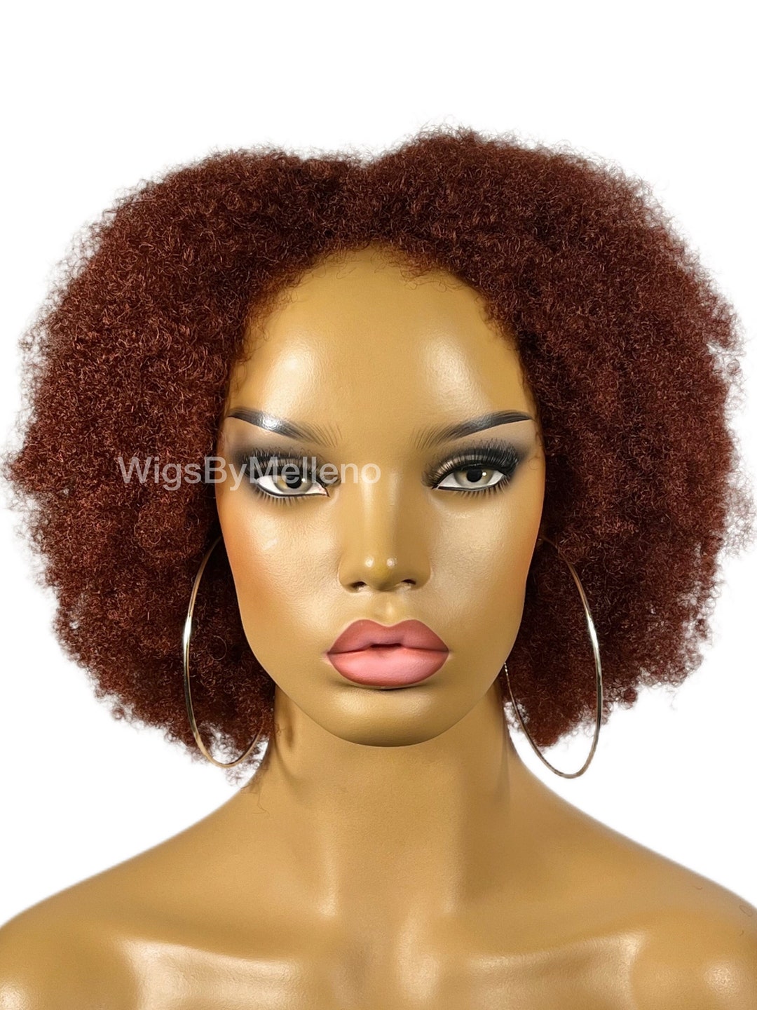 Reddish Brown Afro Wig, Full Wig, Red Brown Afro Wig, Tight Curls Wig