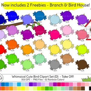 Grillige vogel clipart, schattige vogels, regenboogvogels, PNG vogelbestanden, schattige kleurrijke vogels voor het maken van kaarten, papierambachten