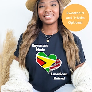 Guyanese Made American Raised T-Shirt, Guyanese Christmas Gift, South American Tee, Caribbean Apparel, West Indian, Guyana Mother&#39;s Day