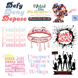 Women&#39;s Rights Digital Print Bundle, Womens Rights svg, Feminist png, Pro Choice jpg, Self Love png, Roe Vs Wade, Feminism, Digital Download