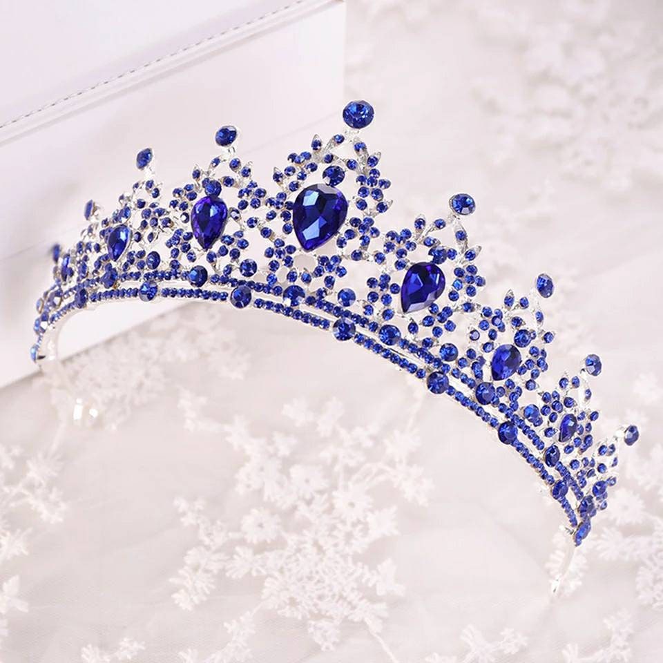 Bridal Tiara en argent Bleu Princesse Bleue Couronne Etsy