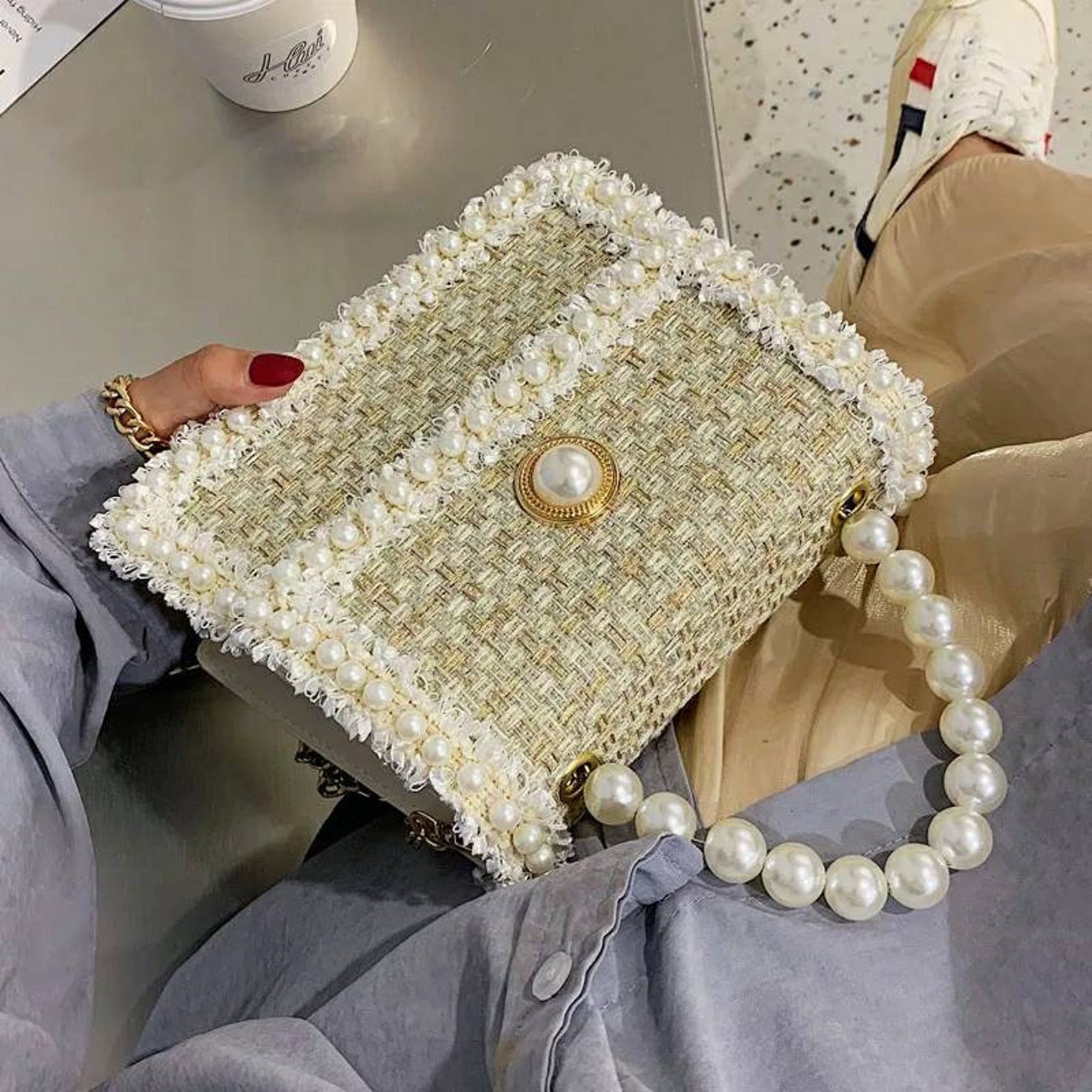Handmade Embellished pearl handBag Fashion HandBags Gifts | Etsy