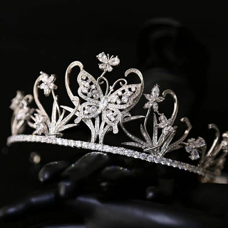 Siver Butterfly Bridal Tiara/ Crown/ Womens Headwear/ Tiaras Etsy