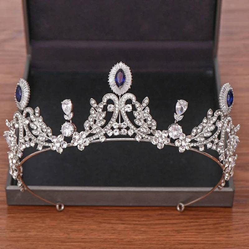 Silver & Blue Bridal Tiara/ Crystal Headdress/ Handmade | Etsy