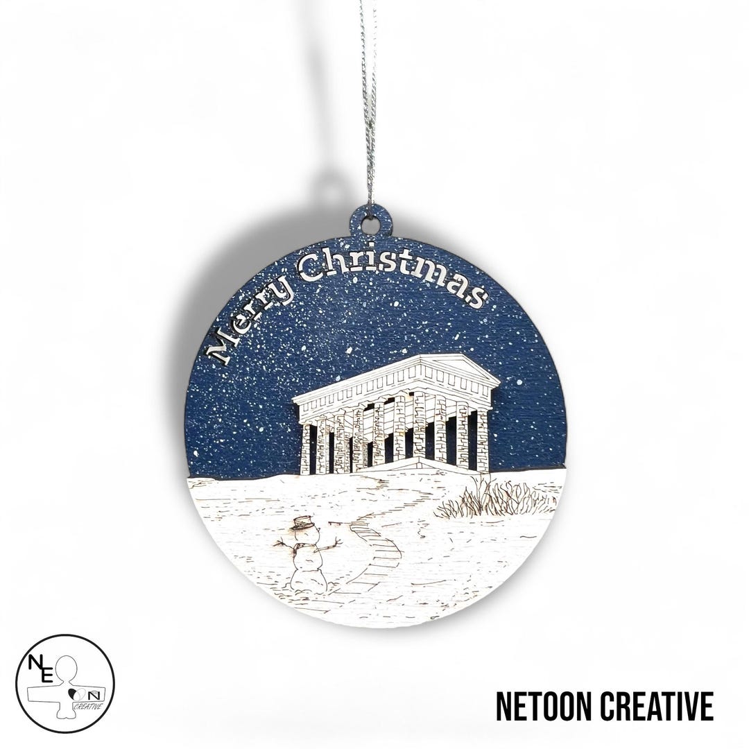 Penshaw Monument Wooden Christmas Bauble Iconic Winter Wonders penshaw-monument-wooden-christmas-bauble-iconic-winter-wonders