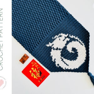 VIRKMÖNSTER - Bordlöpare med drake, kinesiskt nyår, kinesiskt nyår, virkmönster för gobeläng