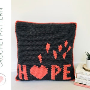 Hope Pillow Cover Crochet Pattern, Tapestry Crochet, Crochet Home Decor, Crochet Pillowcase
