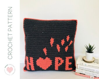 Hope Pillow Cover Crochet Pattern, Tapestry Crochet, Crochet Home Decor, Crochet Pillowcase