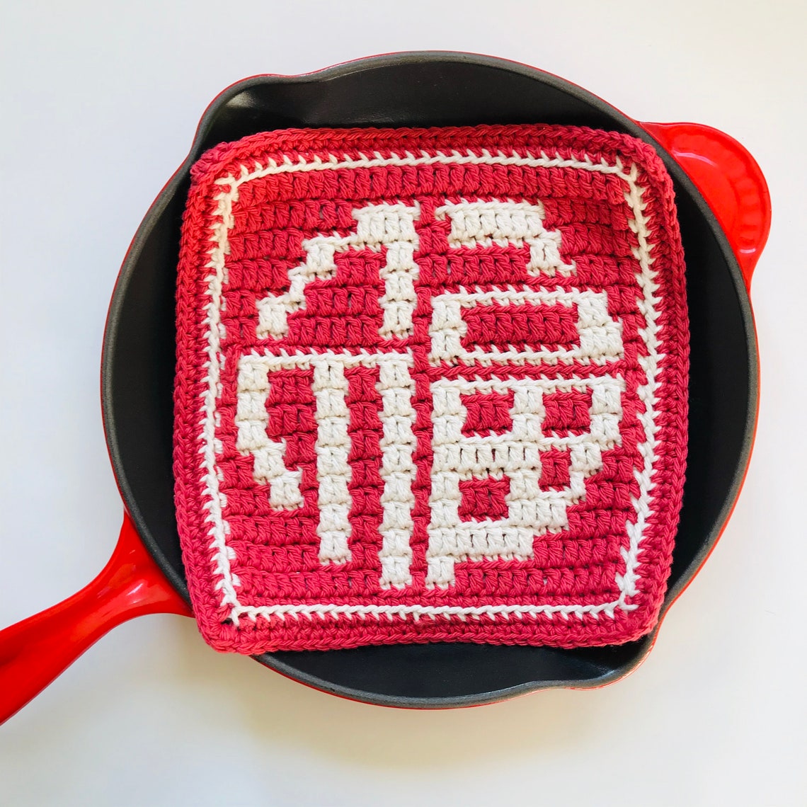 Fu blessing Chinese Trivet Crochet Pattern, Crochet Hot Pad, Crochet Pot Holder, Crochet Trivet