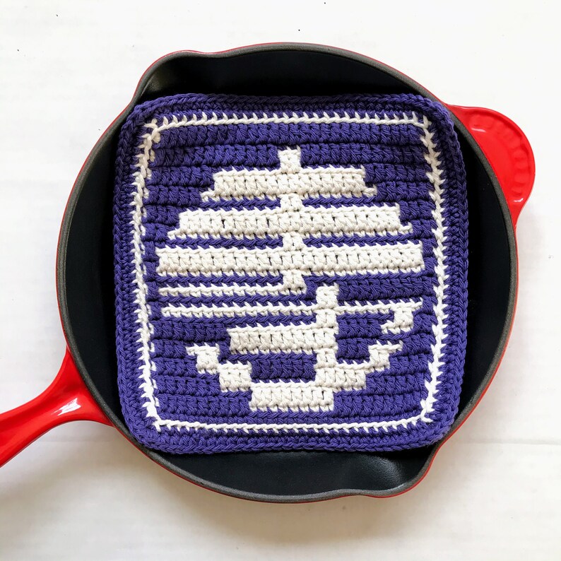 Shou Longevity Chinese Trivet Crochet Pattern, Crochet Hot Pad, Crochet Potholder, Mosaic Crochet, Crochet Home Decor, Fu Lu Shou image 2