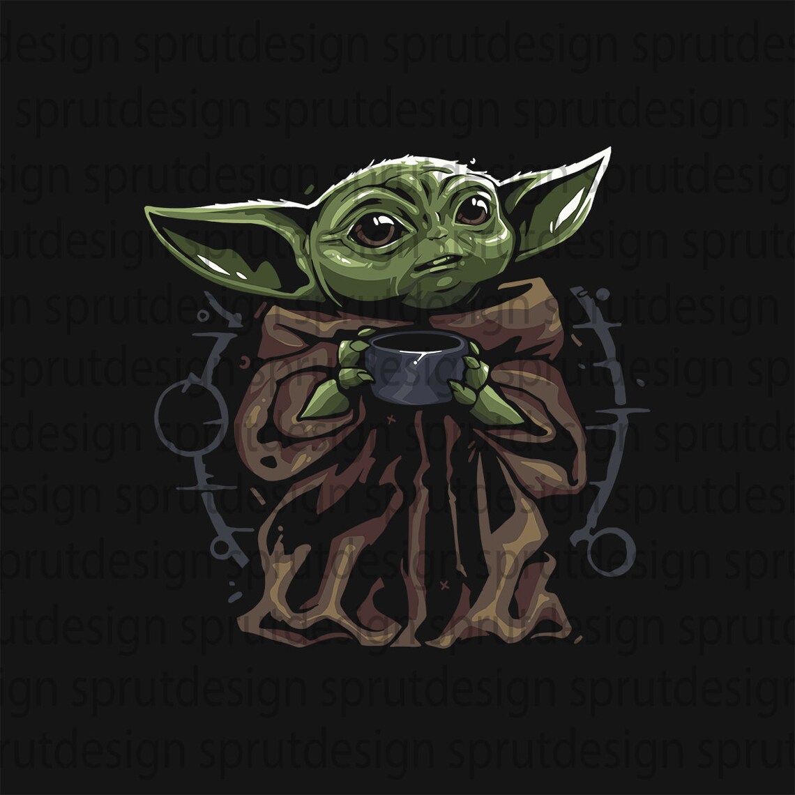 Baby Yoda eating a frog digital file Star wars gift Little Etsy