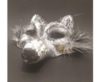 Original Paper Mache Wolf Mask: Handmade Masquerade Costume