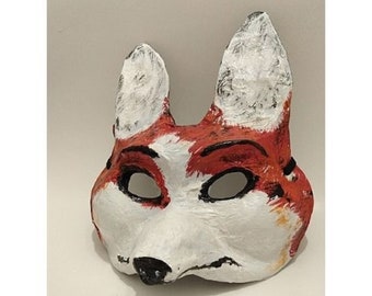 Original Paper Mache Fox Mask: Handmade Costume Mask