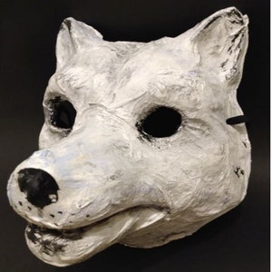 Original Paper Mache Arctic Fox Mask White Fox Mask Snow Fox - Etsy