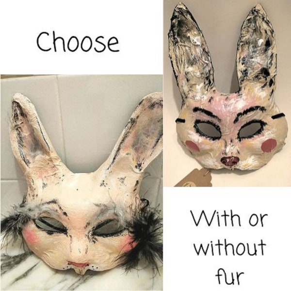 Paper mache rabbit mask, bunny mask rabbit costume bunny costume Fantasy mask Masquerade mask,Theater mask, cosplay bunny mask