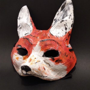 Paper Mache Fox Mask, FOX, Fantastic Mr Fox, Animal Mask, Theater Mask, Animal Costume For Theater, Fox Mask for Party