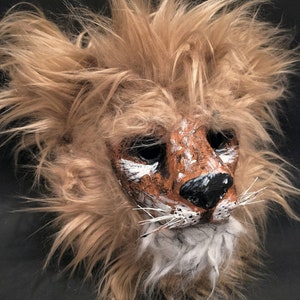 Original Paper mache Lion mask, Lion costume, Animal costume, Masquerade mask,Theater Lion mask. Lion for Film/TV/Photo Shoot, or Halloween