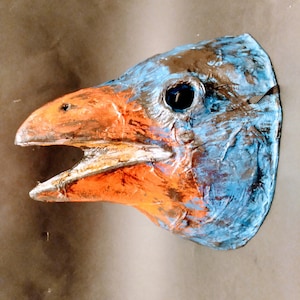 Original Paper Mache Bird Mask,Bird of Paradise Mask, Animal mask,Parrot Mask, Crow mask, Bird mask,bird costume, masquerade,Halloween mask