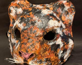Handmade Paper Mache Tiger Mask: Cosplay, Theater, Wall Decor