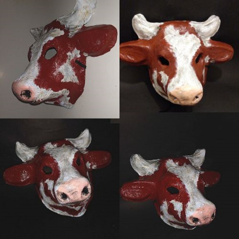 Handmade Paper Mache Cow Mask: Farm Animal Costume, Wall Decor - Etsy