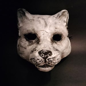 Original Paper Mache Gray Wolf mask, Husky Dog mask, Halloween Wolf mask, Animal mask, Paper mache Wolf mask, Carnival mask, Woodland mask