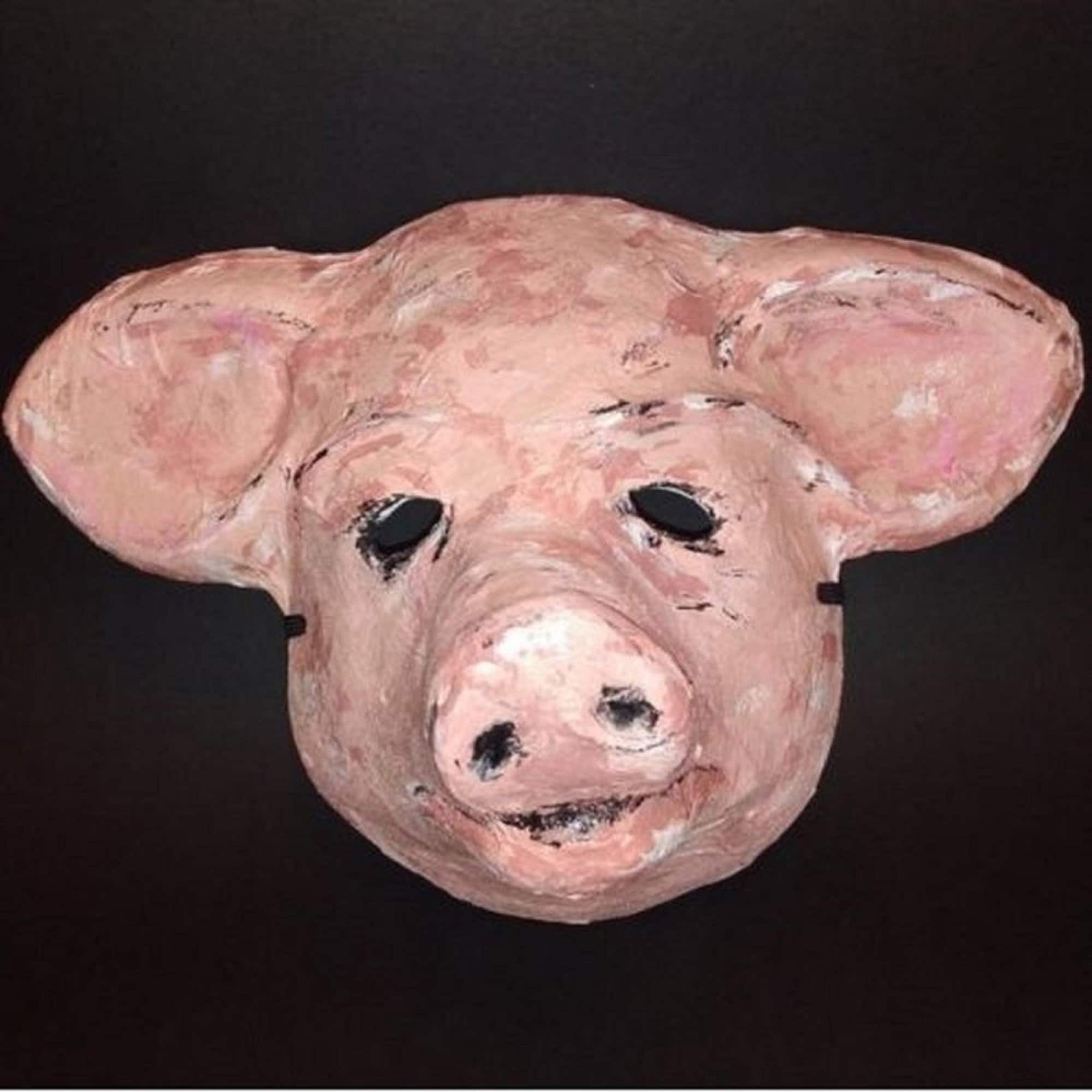 Paper Mache Pig Mask Animal Mask Pig Maskpaper Mache Etsy