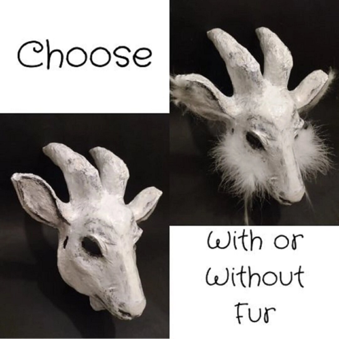 An Original Paper Mache Goat Mask, Farm Animal Mask, Papier Mache Mask