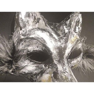 Masque de loup en papier mâché, masque animal ORIGINAL, masque de loup en papier mâché, masque de loup effrayant, masque effrayant, masque de mascarade, masque de théâtre, loup image 2