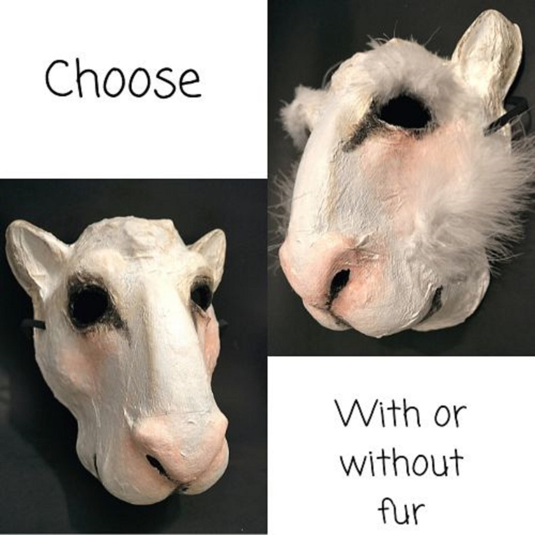 Original Paper Mache Sheep or Goat Mask, Farm Animal Mask, Papier Mache