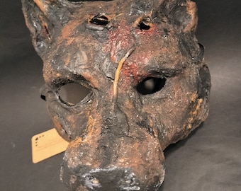 Rustic Paper Mache Animal Mask: Weathered Halloween Costume